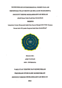 Image of KOMUNJKASI    INTERPERSONAL    DOSEN  DALAM MENINGKATKAN  MOTIVASI   BELAJAR  MAHASISWA INSTITUT BISNIS  MUHAMMADIYAH BEKASI